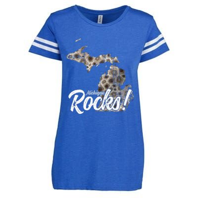 Great Lakes Shaped Men Women Petoskey Stone Michigan Rocks Enza Ladies Jersey Football T-Shirt