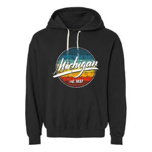 Great Lakes State Michigan Yooper Michiganian Vacation Garment-Dyed Fleece Hoodie