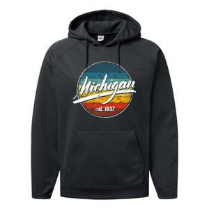 Great Lakes State Michigan Yooper Michiganian Vacation Performance Fleece Hoodie