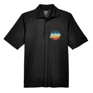 Great Lakes State Michigan Yooper Michiganian Vacation Men's Origin Performance Pique Polo