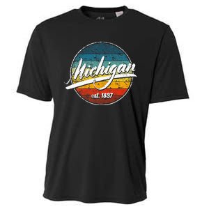 Great Lakes State Michigan Yooper Michiganian Vacation Cooling Performance Crew T-Shirt