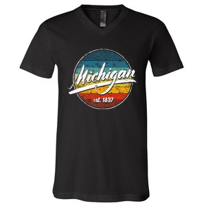 Great Lakes State Michigan Yooper Michiganian Vacation V-Neck T-Shirt