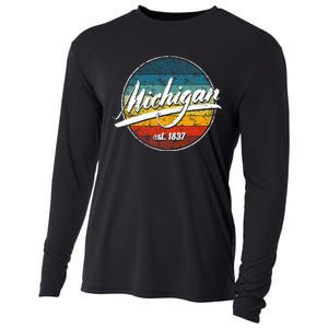 Great Lakes State Michigan Yooper Michiganian Vacation Cooling Performance Long Sleeve Crew