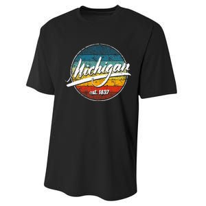 Great Lakes State Michigan Yooper Michiganian Vacation Performance Sprint T-Shirt