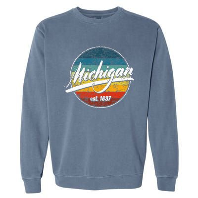 Great Lakes State Michigan Yooper Michiganian Vacation Garment-Dyed Sweatshirt