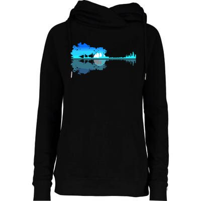 Guitar Lake Shadow Love Guitar Musician Womens Funnel Neck Pullover Hood