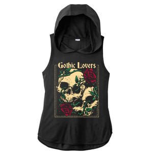 Gothic Lovers Skull And Rose Ladies PosiCharge Tri-Blend Wicking Draft Hoodie Tank