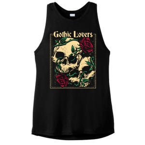 Gothic Lovers Skull And Rose Ladies PosiCharge Tri-Blend Wicking Tank