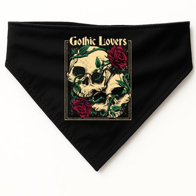 Gothic Lovers Skull And Rose USA-Made Doggie Bandana