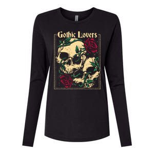 Gothic Lovers Skull And Rose Womens Cotton Relaxed Long Sleeve T-Shirt