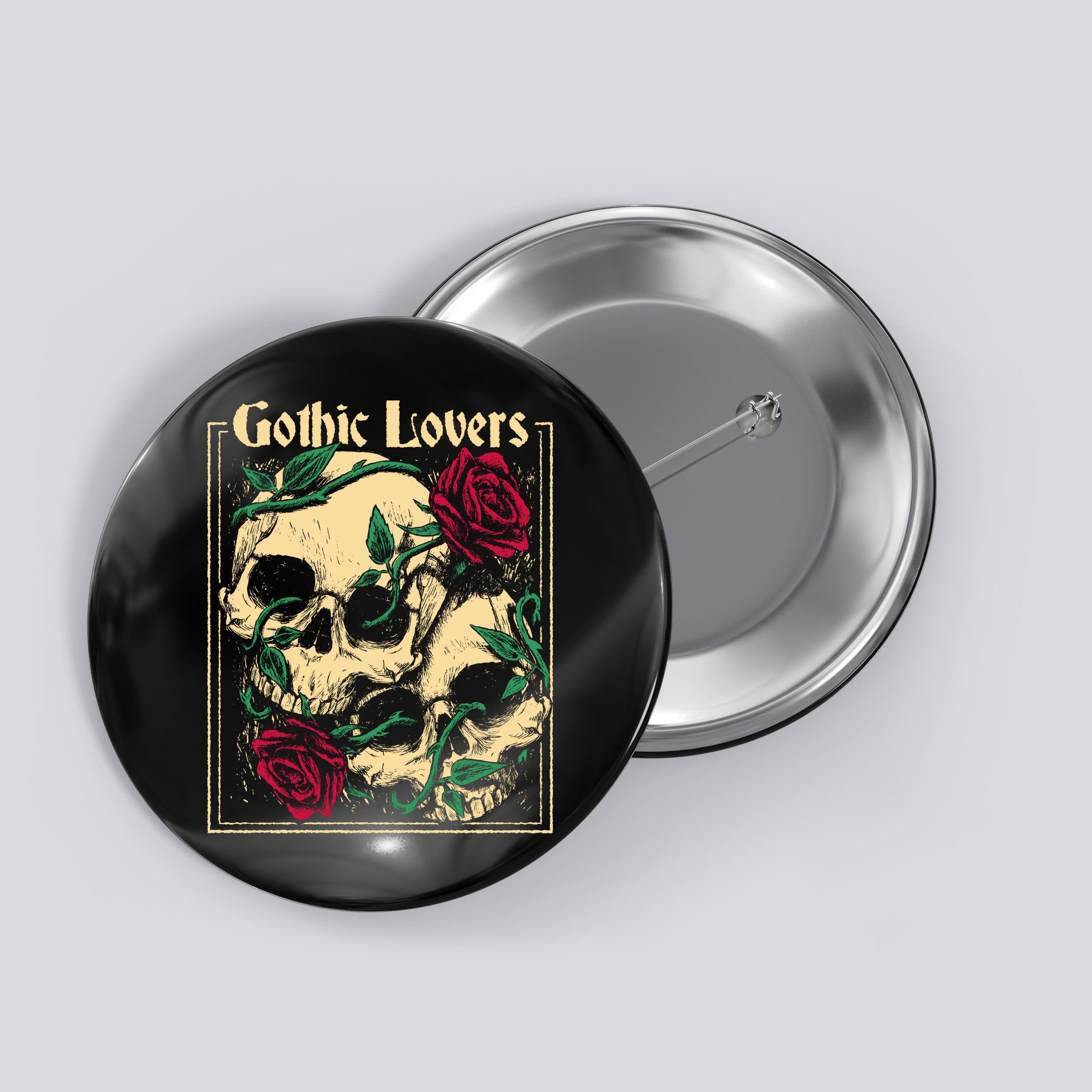 Gothic Lovers Skull And Rose Button