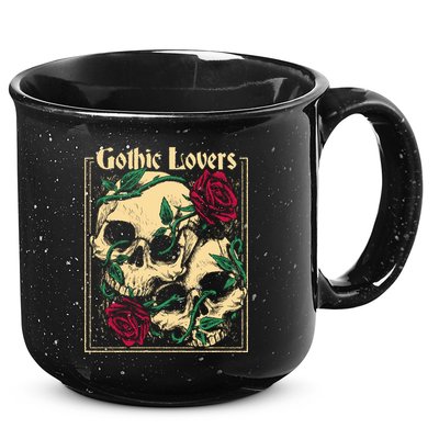 Gothic Lovers Skull And Rose 15oz Campfire Ceramic Mug
