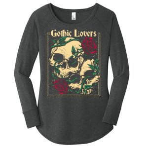 Gothic Lovers Skull And Rose Women's Perfect Tri Tunic Long Sleeve Shirt