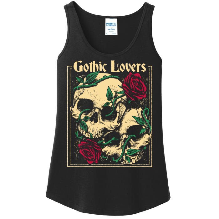 Gothic Lovers Skull And Rose Ladies Essential Tank