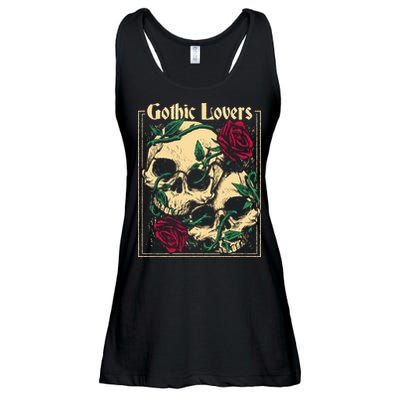 Gothic Lovers Skull And Rose Ladies Essential Flowy Tank