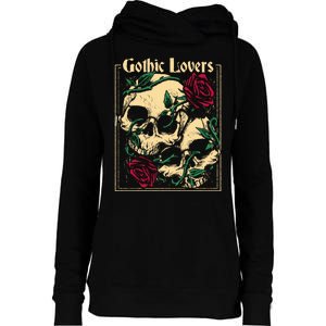 Gothic Lovers Skull And Rose Womens Funnel Neck Pullover Hood