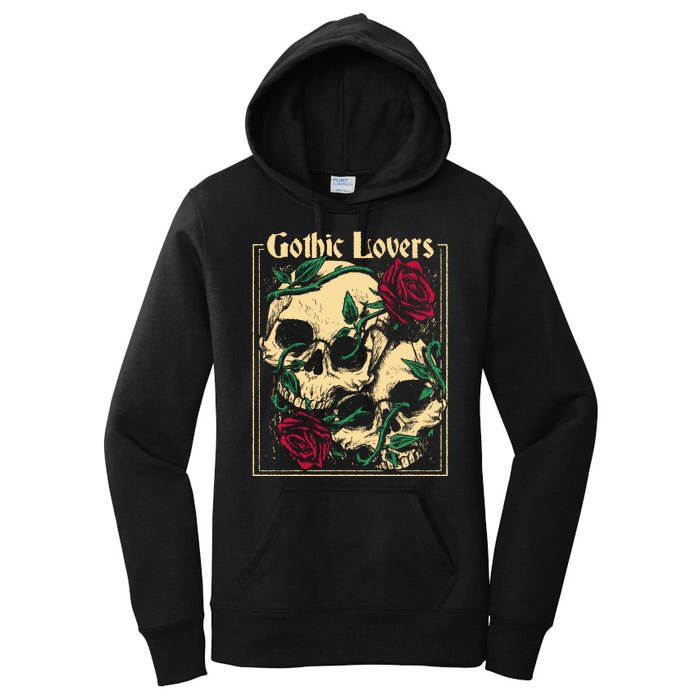 Gothic Lovers Skull And Rose Women's Pullover Hoodie