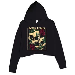 Gothic Lovers Skull And Rose Crop Fleece Hoodie