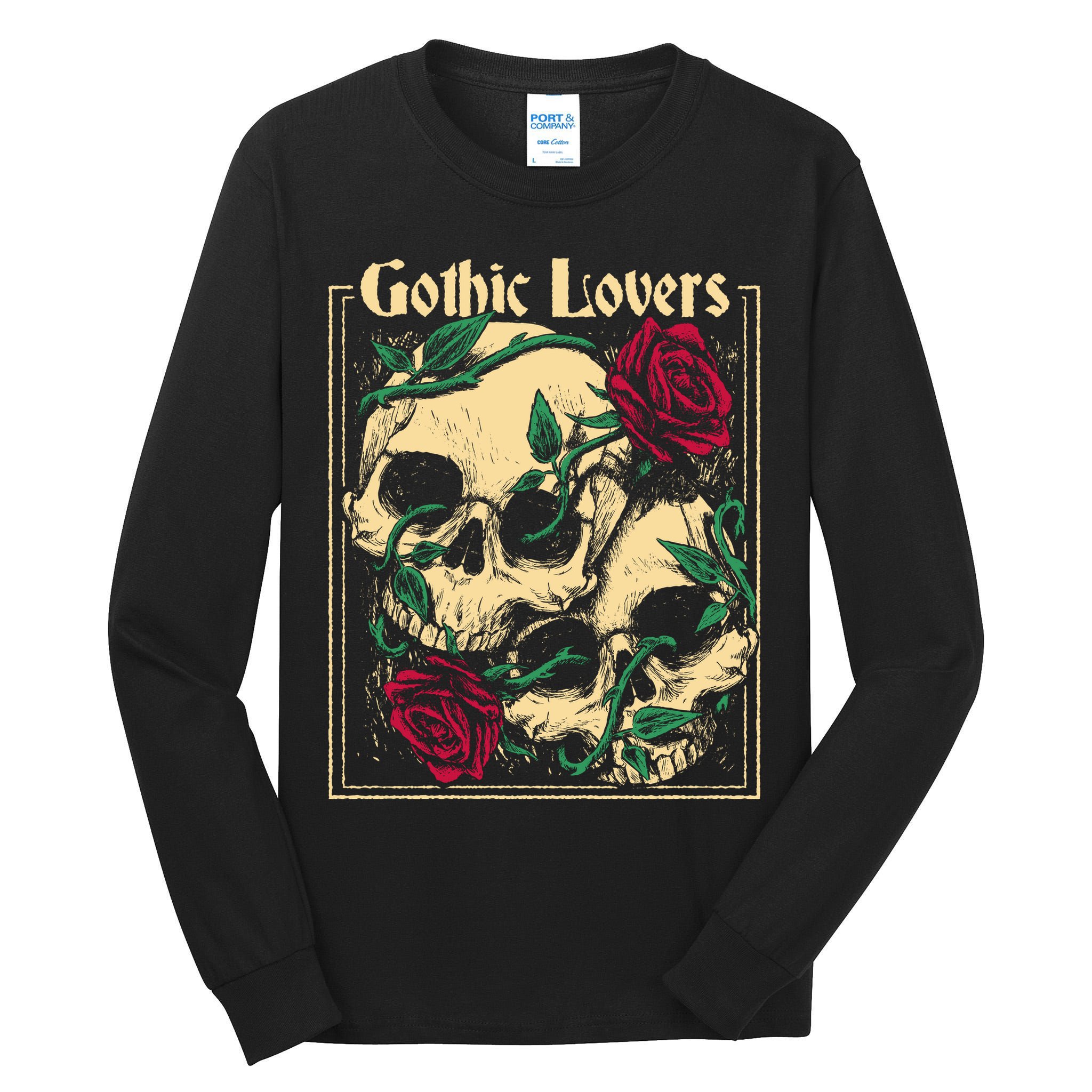 Gothic Lovers Skull And Rose Tall Long Sleeve T-Shirt