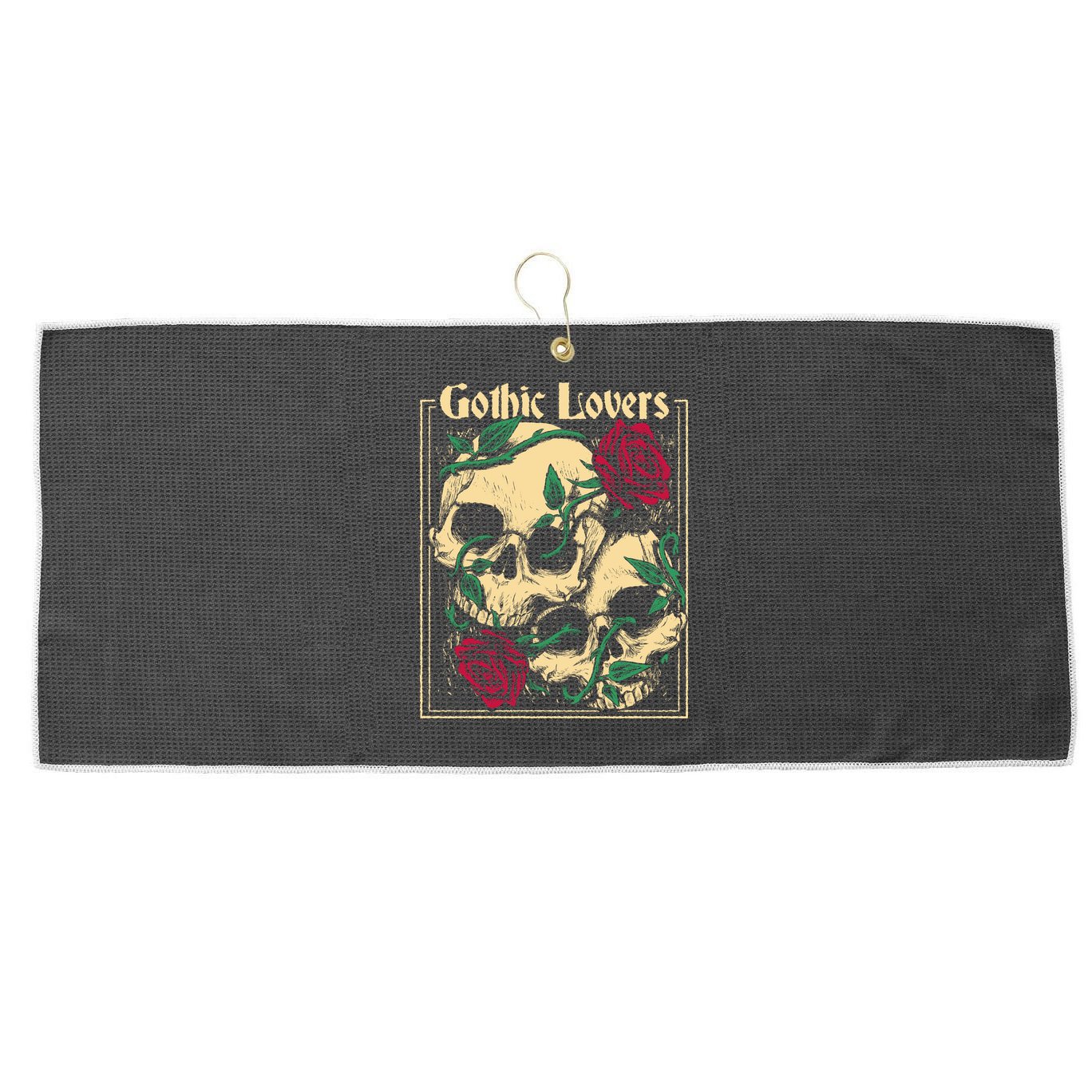 Gothic Lovers Skull And Rose Large Microfiber Waffle Golf Towel
