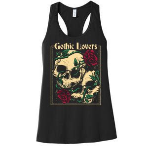 Gothic Lovers Skull And Rose Women's Racerback Tank