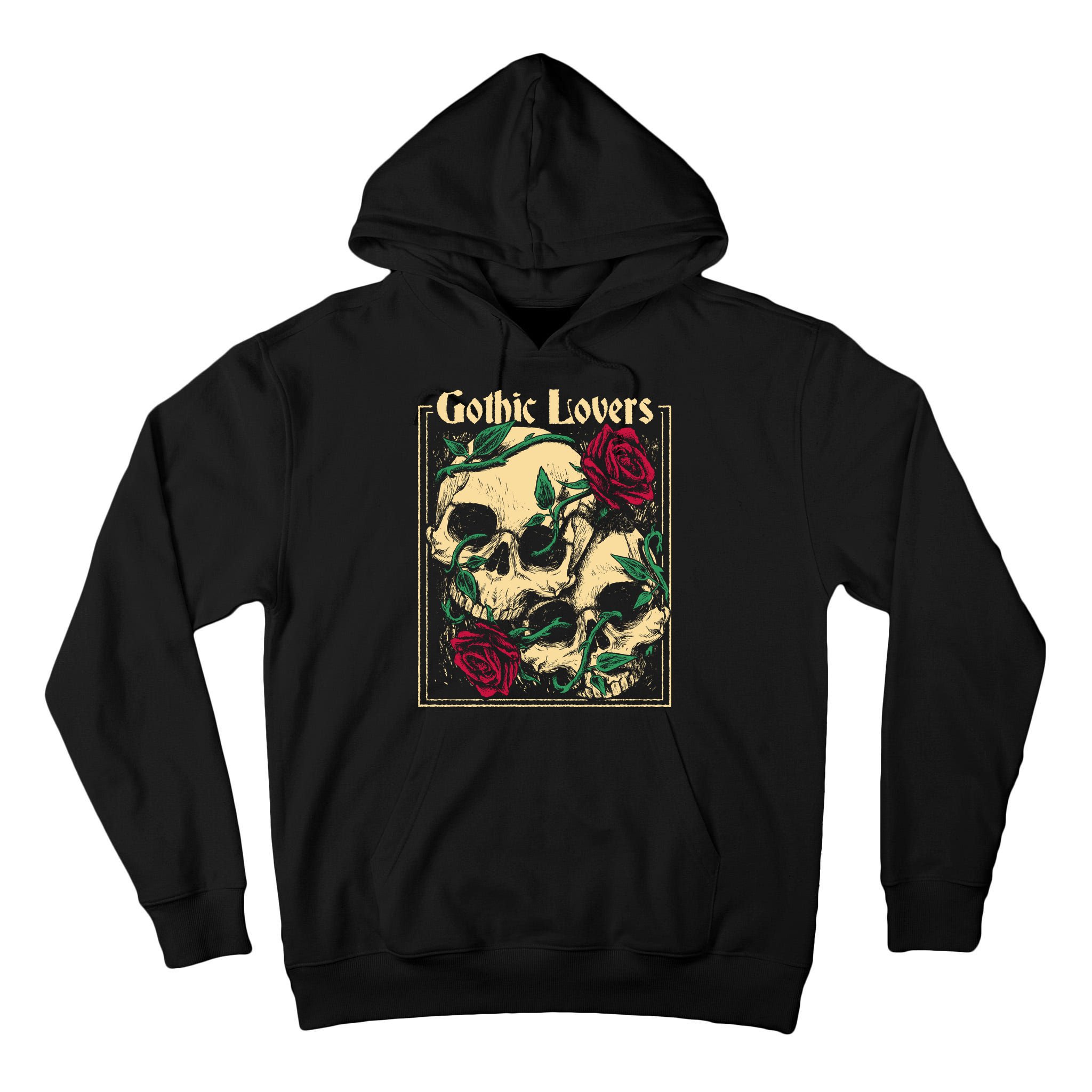 Gothic Lovers Skull And Rose Tall Hoodie