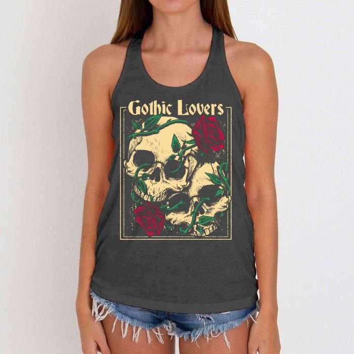 Gothic Lovers Skull And Rose Women's Knotted Racerback Tank