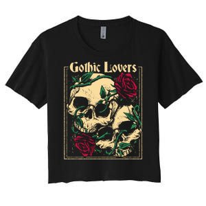 Gothic Lovers Skull And Rose Women's Crop Top Tee