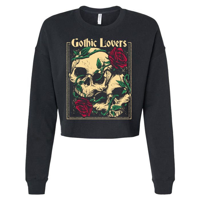 Gothic Lovers Skull And Rose Cropped Pullover Crew