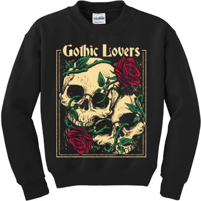 Gothic Lovers Skull And Rose Kids Sweatshirt
