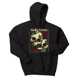 Gothic Lovers Skull And Rose Kids Hoodie