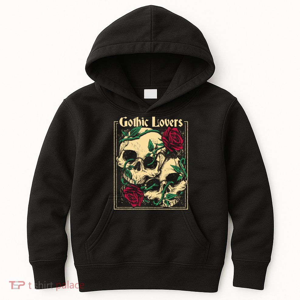 Gothic Lovers Skull And Rose Kids Hoodie