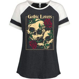 Gothic Lovers Skull And Rose Enza Ladies Jersey Colorblock Tee