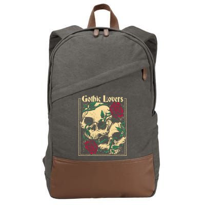 Gothic Lovers Skull And Rose Cotton Canvas Backpack