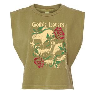 Gothic Lovers Skull And Rose Garment-Dyed Women's Muscle Tee