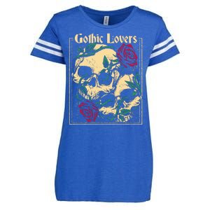 Gothic Lovers Skull And Rose Enza Ladies Jersey Football T-Shirt