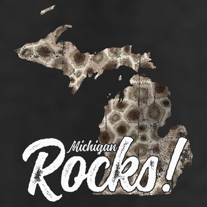 Great Lakes Shaped Wo Petoskey Stone Michigan Rocks 7 Panel Mesh Trucker Snapback Hat