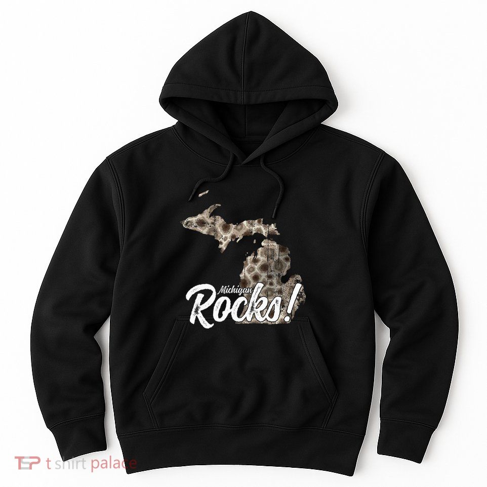 Great Lakes Shaped Wo Petoskey Stone Michigan Rocks Hoodie