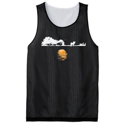 Guitar Lake Shadow Lover Gift Papillion Dog Funny Mesh Reversible Basketball Jersey Tank