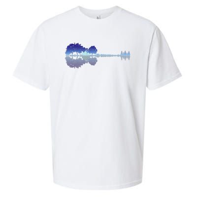 Guitar Lake Shadow Music Lovers Rock Guitar Musician Sueded Cloud Jersey T-Shirt