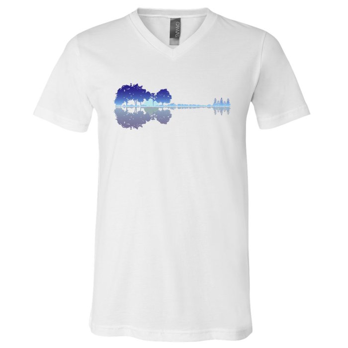 Guitar Lake Shadow Music Lovers Rock Guitar Musician V-Neck T-Shirt