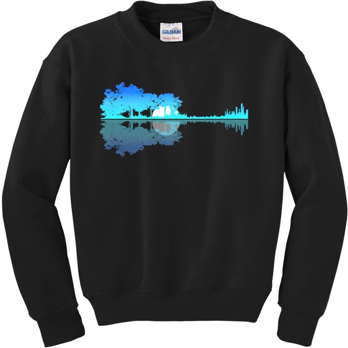 Guitar Lake Shadow Love Guitar Musician Kids Sweatshirt