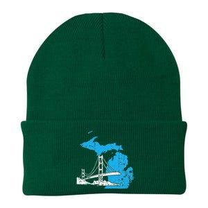 Great Lakes Shaped  Summer Michigan Mackinac Bridge Knit Cap Winter Beanie