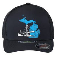 Great Lakes Shaped  Summer Michigan Mackinac Bridge Flexfit Unipanel Trucker Cap