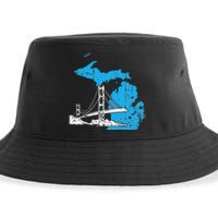 Great Lakes Shaped  Summer Michigan Mackinac Bridge Sustainable Bucket Hat