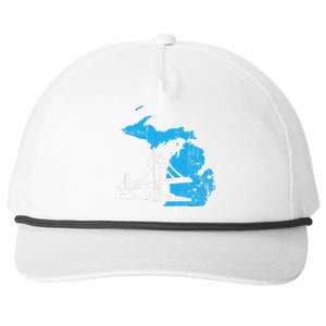 Great Lakes Shaped  Summer Michigan Mackinac Bridge Snapback Five-Panel Rope Hat