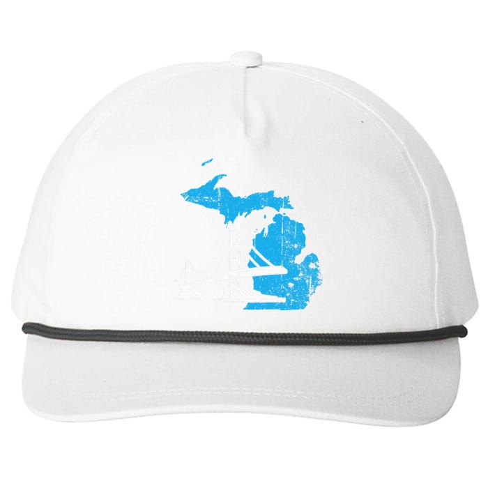 Great Lakes Shaped  Summer Michigan Mackinac Bridge Snapback Five-Panel Rope Hat