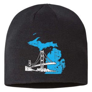 Great Lakes Shaped  Summer Michigan Mackinac Bridge Sustainable Beanie