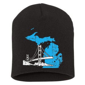 Great Lakes Shaped  Summer Michigan Mackinac Bridge Short Acrylic Beanie