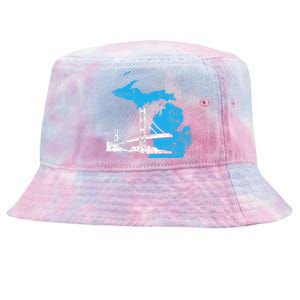 Great Lakes Shaped  Summer Michigan Mackinac Bridge Tie-Dyed Bucket Hat